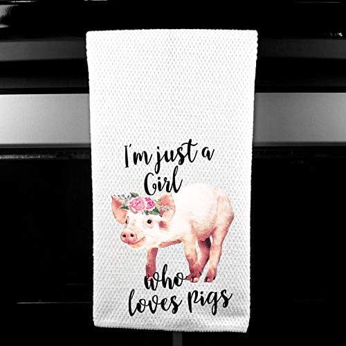 I'm Just a Girl who Loves Pigs Rustic Farm Microfiber Kitchen Bar Towel Funny Gift for Women 